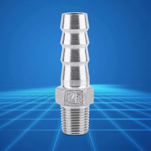 Raccord de tuyau à filetage mâle en acier inoxydable connecteur de queue de tuyau cannelé (1/8 ""x10mm) - Neuf