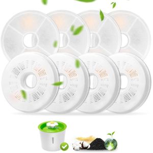 Filtre Fontaine Eau Chat Pour 3l, Triple Action Pour Abreuvoir Et Charbon Actif R&eacute;sine &Eacute;changeuse D'ions Pour Chats Et Chiens, Pour Chat Fontaine &Agrave; Eau Florale 3l (8 Packs) - Neuf