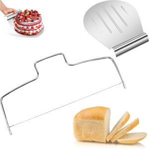 Jexnovashop-Lot De 2 Pelles &Agrave; G&acirc;teau Avec Spatule Pour Soulever En Toute S&eacute;curit&eacute; Les Fonds De Tarte, Coupe-Tarte &iquest; Coupe-G&acirc;teau 32 Cm, Coupe-G&acirc;teau En Acier Inoxydable R&eacute;glable En Hauteur - Neuf