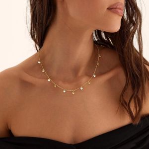 Collier Femme Or Plaqu&eacute; Or 18k Chaine/C?Ur/Boule/Disque/Perle Collier Ras Du Cou Fine Cha&icirc;ne Or/Argent Bijoux Femme[Col9221003] - Neuf