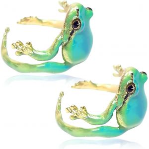 Kal-Bague Grenouille R&eacute;glable, &Eacute;mail, Bague Ouverte Mignonne Dr&ocirc;le Et Bleue Pour Femmes Et Hommes Cr&eacute;atif Mignon Grenouille Anneau R&eacute;sine Bague Th&egrave;me Animal Bijoux Dr&ocirc;les - Neuf