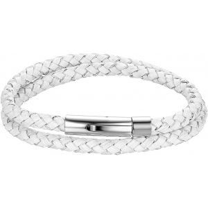 Kal-Bracelet Tress&eacute; Cuir Pour Homme Gar&ccedil;on, Bracelet Manchette Multi Tours Simple Charme Couleur Noir Brun Rouge Blanc Bleu Caf&eacute; Fantaisie Bijoux Cadeaux Anniversaires F&ecirc;te Des P&egrave;res - Neuf