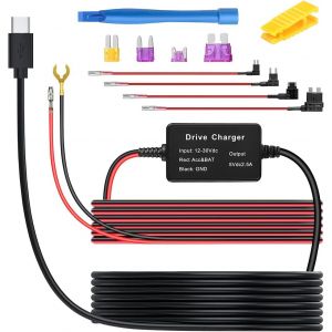 Mini Type-C C&acirc;ble Chargeur Voiture, C&acirc;ble Alimentation Cam&eacute;ra Tableau Bord, 12V - 24V &agrave; 5V Cordon Alimentation Chargeur Cam&eacute;ra Embarqu&eacute;e, Kit C&acirc;blage pour Cam&eacute;ra Embarqu&eacute;e, pour Dash Cam - Neuf