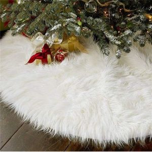 48 Pouces de Fausse Fourrure Jupe d'Arbre de Noël Blanc en Peluche de la Jupe pour - Neuf