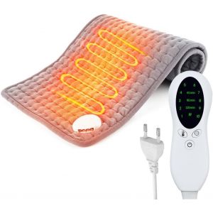 JGD-Coussin Chauffant, 30 &times; 60 cm Tapis Chauffant, Heating Pad, Coussin Chauffant Dos avec 10 Niveaux de Temp&eacute;rature & 3 R&eacute;glages de Temps, Coussin Chauffant Cervicales, Gris - Neuf