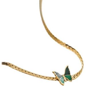 Cmjaagur-Boho Green Butterfly Anklet Stainless Steel Welded Ankle Bracelet With Gold Chain Birthday Gifts For Women Girls 8.2 Inch Titanium Steel, Titanium Steel[M246] - Neuf