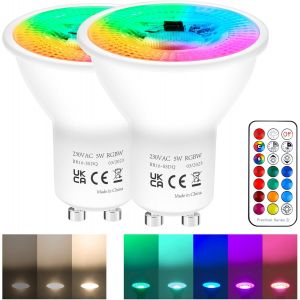 Ampoule Rgb Gu10 Led Couleur, 5w Équivalent 50w 450lm, Blanc Froid Led Gu10 Dimmable, Ampoule Gu10 Telecommande, Spot Lot De 4 - Neuf