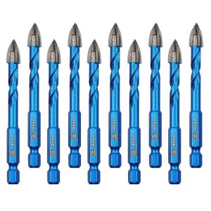 Lot de 10 forets à pierre en carbure de tungstène de 8 mm avec changement rapide pour céramique,carrelage,mur de brique,marbre,plastique,bois,maçonnerie - Neuf