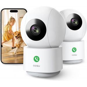 2K Wifi Indoor Surveillance Camera 10M Hd Night Vision 5G/2.4Ghz Wifi Ai Human Detection 360° Ip Camera Two-Way Audio For Baby/Pets Compatible With Alexa - Neuf