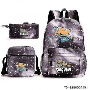 Sac a dos d'ecole isotherme pour enfants avec motif chien et homme Dav Pilkey en 3D, sac a dejeuner, trousse a crayons, cadeaux - Neuf
