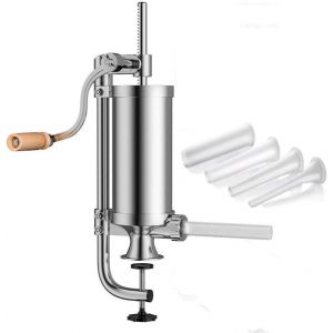 ChenQuanSarl-2.5 Lb Poussoir À Saucisses Manuel En Acier Inoxydable - Machine À Saucisses Vertical Avec Support De Fixation Et 4 Remplis Tubes - Capacité 2.5Lb - Neuf