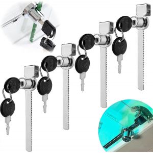 Serrure de terrarium 4 pièces,serrure de porte coulissante en verre avec clé,serrure de porte de vitrine en verre coulissante et serrure à clé,serrure de vitrine de terrarium de reptile,alliage de - Neuf