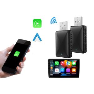 Lot de 2 adaptateurs USB CarPlay Android Auto filaires/sans fil pour voitures - Neuf