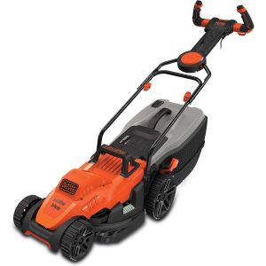 MEVRONISSHOP-Tondeuse Filaire 1400W, Tondeuse &agrave; Gazon Electrique 34 cm, 6 hauteurs r&eacute;glables 20, 30, 40, 50, 60 et 70 mm, Tondeuse avec Poign&eacute;e EASYSTEER 3 Positions, BEMW461ES-QS Orange - Neuf