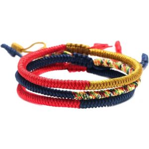 Eryi-Bracelet De Corde Tressée, 3 Piéces Bracelets De Corde Faits À La Main, Réglables Tressés Corde Bracelet, Bracelet Tibétain Porte-Bonheur, Bracelets D'amitié En Tissu Tressé Pour Hommes Et Femme - Neuf