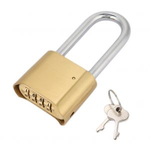 Cadenas a combinaison a 4 chiffres en laiton avec mot de passe pour porte, armoire d'entrepot (longue poutre) - Neuf