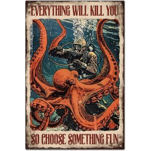 Eryi-Plaque En Métal Vintage Humoristique "" Everything Will Kill You So Choose Something Fun "" - 12 X 8 Cm - Décoration Murale Pour La Maison, La Salle De Bain, Les Toilettes, Les Toilettes - Neuf