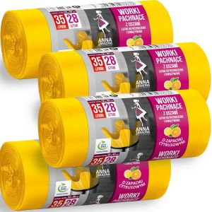 KALANKA-Sac Poubelle Ultra Résistant 35 Litres, Pack Avantage 112 Sacs - 56x49cm, 13µm, 100% Recyclé, EuCertPlast - Avec Poignées, Idéal pour Bureau & Quotidien, Rectangulaire, Parfumé au Citrus - Neuf