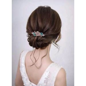 Kal-Barrette De Mariage En Cristal Barrette De Mariage En Cristal Doré Barrette De Mariée Rhinestone Accessoires De Cheveux De Mariage Pour Femmes Et Filles (Bleu) - Neuf