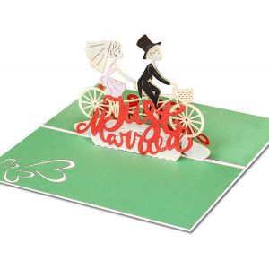 CHECARZHN--NO1-Carte De Mariage D'Amour Just Married - Carte Pop-Up En 3D Avec Un Couple D'Amoureux À Vélo Pour Les Félicitations De Mariage - Carte De V?ux De Haute Qualité Comme Cadeau De Mariage - Neuf
