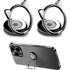 Kal-® 2 Pièces Support De Bague De Téléphone Portable Motif Chat, Rotation À 360 Degrés Support De Doigt De Poignée De Téléphone Portable Support De Bague Universel Pour Téléphone Portable Suppo - Neuf