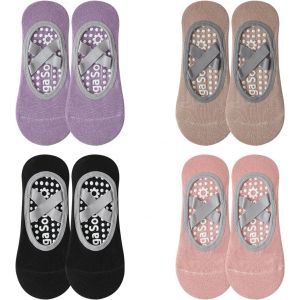 4 Paires Chaussettes De Yoga Antid&eacute;rapantes, Chaussettes Antid&eacute;rapantes Femme, Chaussettes Pilates Femme Sangle Crois&eacute;e, Chaussettes Antid&eacute;rapantes, Pour Ballet Danse Fitness - Neuf
