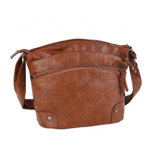 Sac à bandoulière en cuir PU marron Lavable doux Vintage Femmes Messenger Sacs à main pour Lif quotidien - Neuf