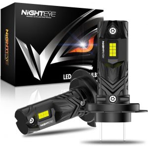 Nighteye Ampoule Led H7 60w/Ensemble 16000lm, Ampoule Led H7 Remplacement Pour Halogènes, 6500k Blanc 12v 300% Luminosité Avec Ventilateur Ampoule Led H7 Phare Pour Voiture Feux S7[Amp744593] - Neuf