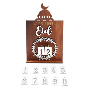 Compte à rebours Calendrier Aïd Al-Fitr Décorations de bureau Ferme en bois-A - Neuf