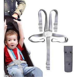 Yemaesre-Harnais De Sécurité Bébé 5 Points Avec Sangle Cha Haute, Ceinture Réglable Pour Enfant, Harnais Universel Pour Poussette, Cha Haute Et Siège Auto, Confortable Et Robuste - Neuf