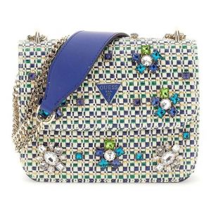 GUESS Sac de soirée beige doré pour femme - Beauvoir Mini Bag Sapphire Multi 300636 - Neuf