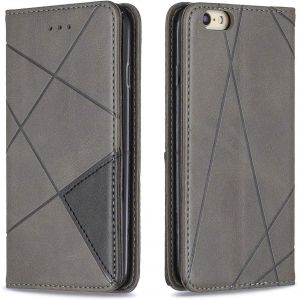 Mdy-Coque Pour Iphone 6s / 6 (4,7 Pouces), Housse Portefeuille En Cuir Etui De Protection Avec Slim Tpu Silicone Bumper Magnétique Flip Case, Porte Cartes Avec Fonction Support Cover (Gris) - Neuf