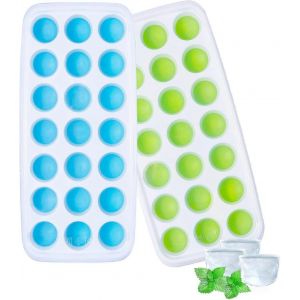 Bac À Glaçons Avec Couvercle,Bac À Glaçons En Silicone 2 Pièces Avec Couvercle,Bac À Glaçons Facile À Dégager,42 Glaçons (Bleu Et Vert) - Neuf