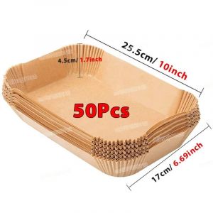 Papier Antiadhésif Pour Friteuse À Air Et Poulet,Papiers De Cuisson Ronds,Doublures En Papier,Accessoires De Cuisine,50 Pièces,100 Pièces.Rectangle-50Pcs - Neuf