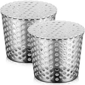 ASFASFq-Lot de 2 gouttières en acier inoxydable 90-110 mm | Grille de protection pour tuyaux de descente en acier inoxydable 304 | Protection contre l'obstruction pour gouttières, canalisations et - Neuf