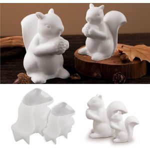 Trahoo-Lot De 2 Moules En R&eacute;sine D'&eacute;cureuil - Moules En Silicone 3d Pour R&eacute;sine &Eacute;poxy - Moules R&eacute;alistes Pour La D&eacute;coration Et Les Travaux Manuels - Bureau &Agrave; Domicile Et D&eacute;coration Murale - Neuf