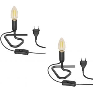 Lampe De Table/Douille De Lampe/Pied Triangulaire Trin, Interrupteur, Aluminium, Noir, 1x E14 Max. 60w - Neuf