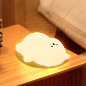 Mignon Led Veilleuse Enfants, Ours Lampe De Chevet Pour Enfant Tactile Contr&ocirc;le 1200mah Rechargeable 3 Luminosit&eacute; & Rgb Kawaii Silicone Veilleuse B&eacute;b&eacute; Avec Timer Pour Cadeaux D&eacute;cor[Vei9271141] - Neuf