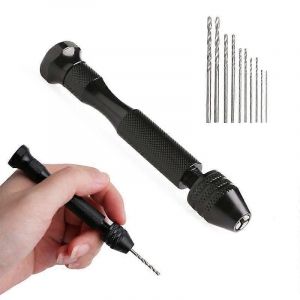 Mini perceuse à main en aluminium micro avec mandrin sans clé Foret hélicoïdal en acier HSS Perçage du bois Outils rotatifs Perceuse à main Manuel - Neuf