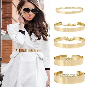 Femmes Mode Réglable Ceinture En Métal Or Argent Large Bling Plaque Ceinture Ceinture Miroir Taille Chaîne Ceinture Ceintures - Neuf
