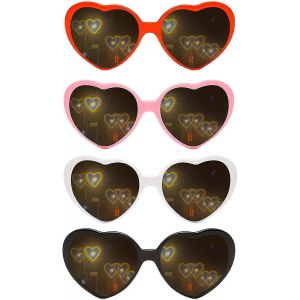 Lot De 4 Lunettes De Soleil 3d En Forme De C?Ur Avec Effets C?Ur. - Neuf