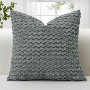 CAUC-Housses de coussin d&eacute;coratives en velours c&ocirc;tel&eacute; doux avec texture &agrave; bulles 3D pour canap&eacute;, sofa, chambre &agrave; coucher, taie d'oreiller douce pour d&eacute;coration d'int&eacute;rieur, 40 x 40 cm, gris - Neuf
