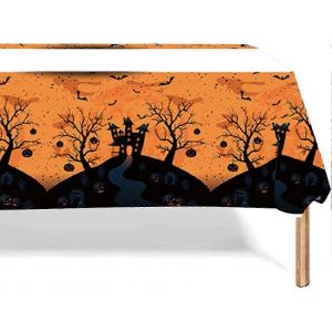 Nappe de fête d'Halloween - Plastique jetable imperméable,130x220cm,motif citrouille violette - Neuf