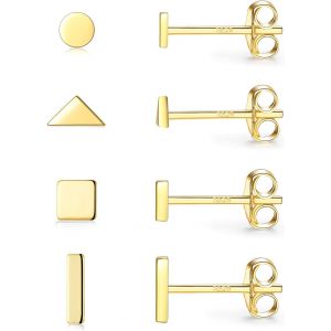 Tianyi-Lot De 4 Paires De Petites Boucles D'oreilles Pour Femme En Argent 925 - Pour Homme Et Femme - Neuf