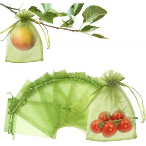 Kalanka-100 Sac Protection Fruits, 10x15cm Sac De Protection Fruits, Sachet Organza Avec Cordon Pour Prot&eacute;ger Les Fraises, Myrtilles, Tomates Contre Les Oiseaux, Les Insectes Nuisibles - Neuf