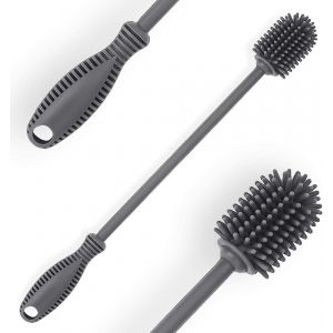 Brosse De Nettoyage &Eacute;cologique En Silicone Pour Biberons - Manche De 31,8 Cm De Long, R&eacute;sistante Aux Odeurs, Anti-Rayures, Nettoyant Multi-Usages - Neuf