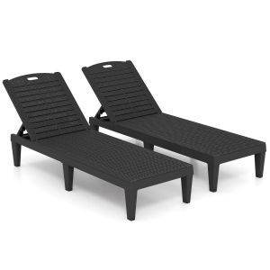 Lot De 2 Chaises Longues Jardin 156,21 X 54,61 X 82,55 Cm Dossier R&eacute;glable Confortable Design Moderne En Pp Noir Helloshop26 20_0011794 - Neuf
