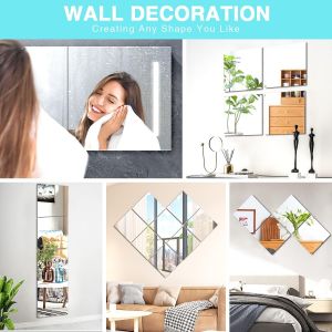 TRAHOO-Miroir Mural Verre Adhesif Rectangulaire Decoratif Miroir Autocollant Decoration Maison pour Chambre Salon Porte (Broyage Fin, 23x15cm, 10 Pi&egrave;ces) - Neuf