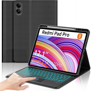 Clavier Redmi Pad Pro 12.1 2024/Xiaomi Poco Pad 2024, Clavier avec pav&eacute; Tactile &eacute;clairage 7 Couleurs, Keyboard AZERTY sans Fil Amovible pour Xiaomi Redmi Pad Pro 12.1 2024, Noir - Neuf