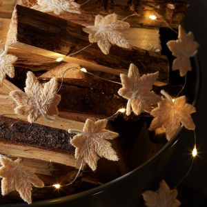 Kal-Guirlande Lumineuse De Feuilles En Feutre Avec 20 Led Blanc Chaud À Piles Pour Intérieur - Neuf